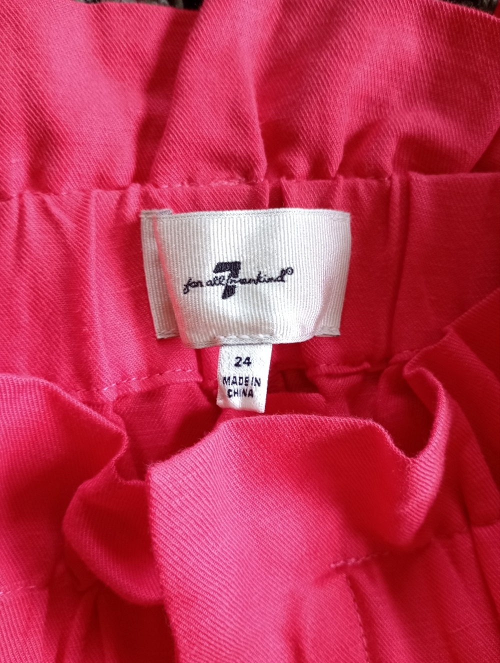 NWOT 7 For All MankindPaperbag Tailored Linen-Blend Short Geranium - Picture 8 of 10
